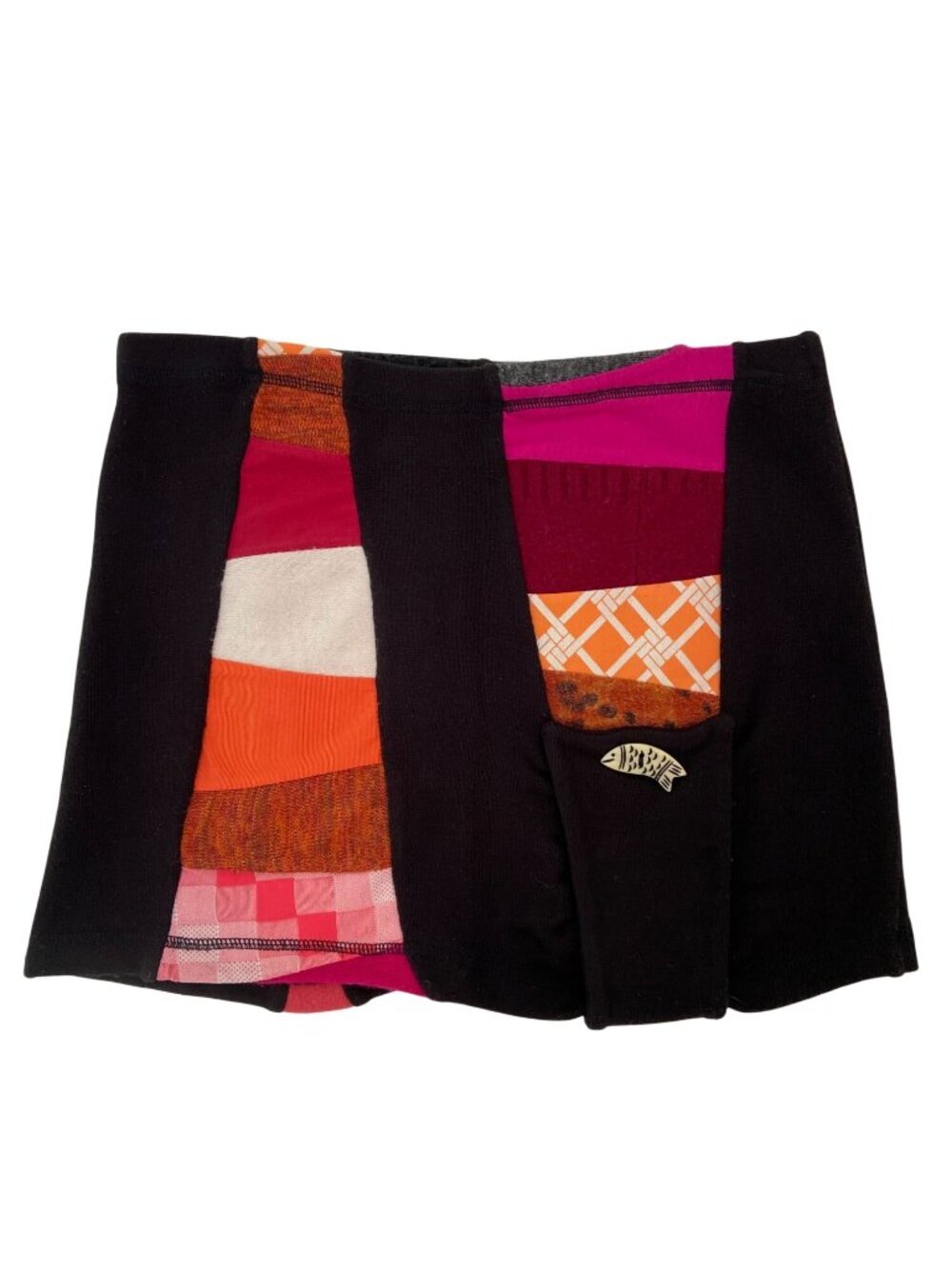 Myco Anna Quebec Designer Black Patchwork Mini Skirt Recycled Eco Fashion Quebec
